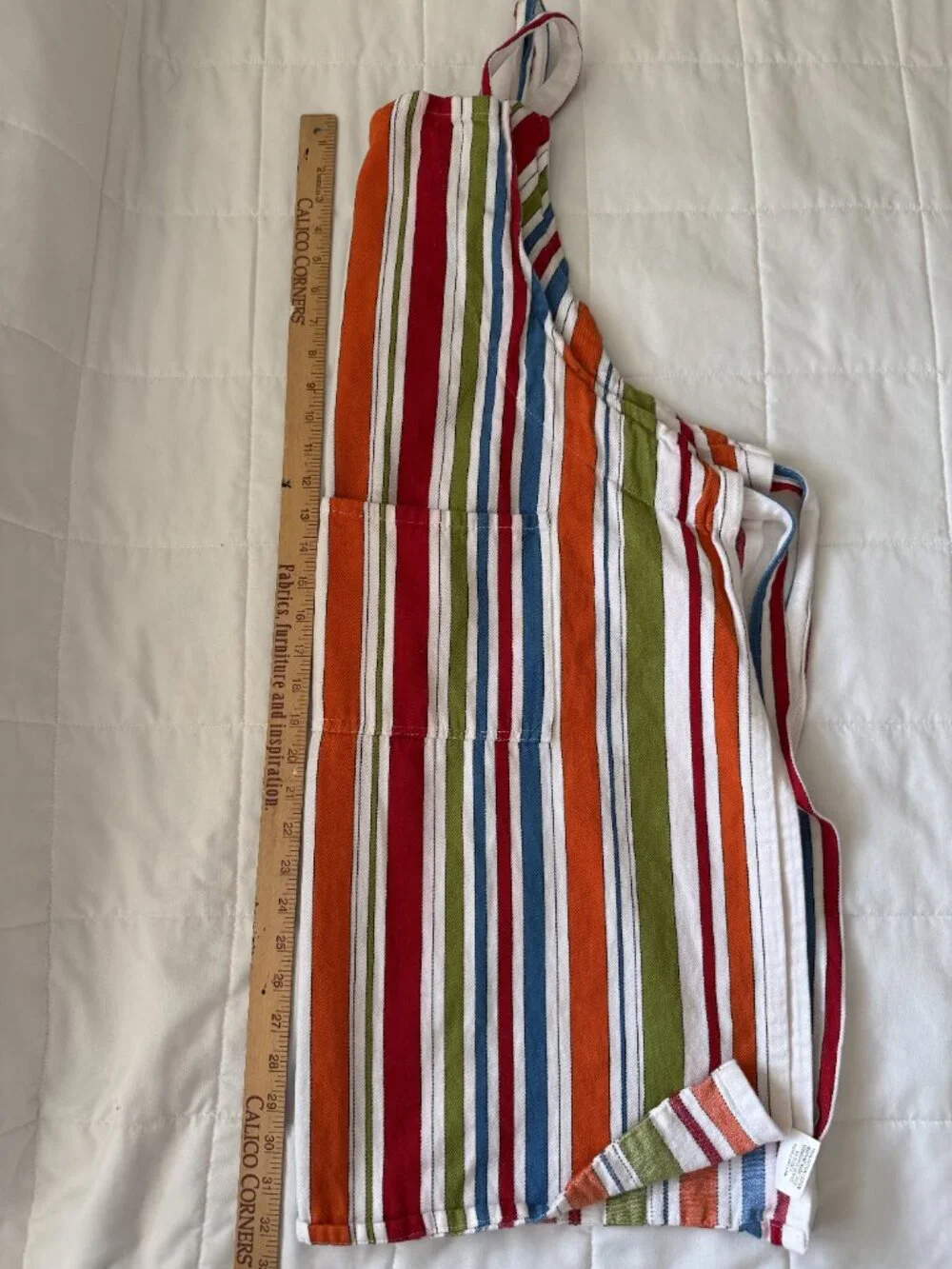 Crate & Barrel Multicolor Stripe Bib Apron Kitchen Cotton